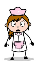 Stunned Face Expression- Retro Cartoon Waitress Female Chef Vector Illustration