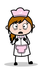 Shocked - Retro Cartoon Waitress Female Chef Vector Illustration