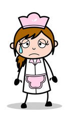 Very Disappointed - Retro Cartoon Waitress Female Chef Vector Illustration