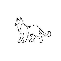 Homeless cat pet line art style character vector black white sketch isolated illustration.