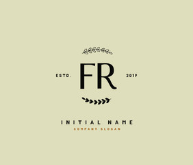 Obraz premium F R FR Beauty vector initial logo, handwriting logo of initial signature, wedding, fashion, jewerly, boutique, floral and botanical with creative template for any company or business.