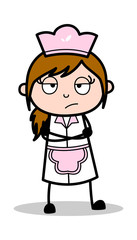 Obraz na płótnie Canvas Unhappy Mood - Retro Cartoon Waitress Female Chef Vector Illustration