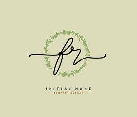 F R FR Beauty vector initial logo, handwriting logo of initial signature, wedding, fashion, jewerly, boutique, floral and botanical with creative template for any company or business.