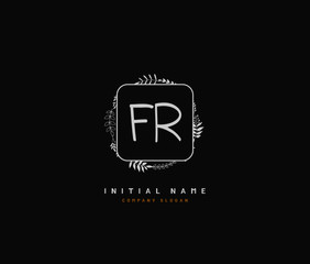 F R FR Beauty vector initial logo, handwriting logo of initial signature, wedding, fashion, jewerly, boutique, floral and botanical with creative template for any company or business.