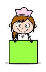 Showing Banner for Advertisement - Retro Cartoon Waitress Female Chef Vector Illustration