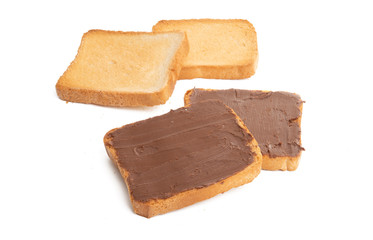 rusk with chocolate cream isolated