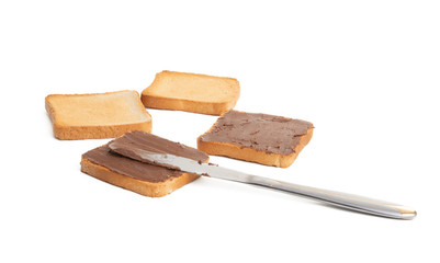 rusk with chocolate cream isolated
