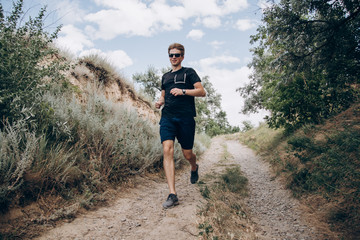 running man in the forest