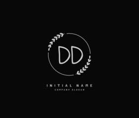 D DD Beauty vector initial logo, handwriting logo of initial signature, wedding, fashion, jewerly, boutique, floral and botanical with creative template for any company or business.