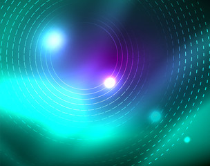 Neon circles abstract background