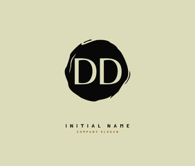 Obraz premium D DD Beauty vector initial logo, handwriting logo of initial signature, wedding, fashion, jewerly, boutique, floral and botanical with creative template for any company or business.