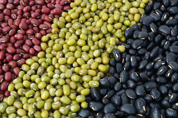 Different types of beans as background