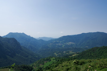 Fototapeta na wymiar Panorama in Val Taleggio Rifugio Gherardi Alpi Orobie montagna Italy