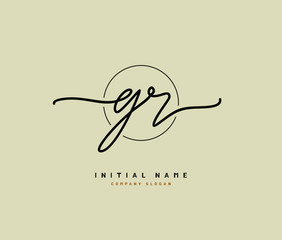 G R GR Beauty vector initial logo, handwriting logo of initial signature, wedding, fashion, jewerly, boutique, floral and botanical with creative template for any company or business. - obrazy, fototapety, plakaty