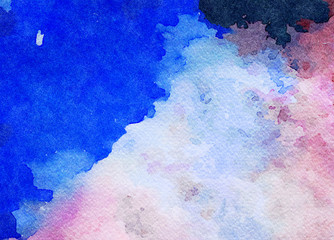 Abstract pretty watercolor texture background. Acrylic wet painting style. Colorful splashes of paint on paper. Printable in big size design pattern backdrop.