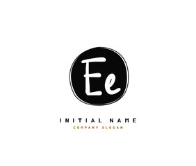 Obraz premium E EE Beauty vector initial logo, handwriting logo of initial signature, wedding, fashion, jewerly, boutique, floral and botanical with creative template for any company or business.