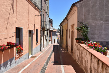 A small road in the village of Savignano Irpino in southern Italy