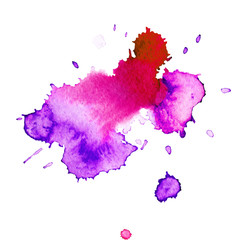 Colorful abstract watercolor texture stain with splashes and spatters. Modern creative watercolor background for trendy design.