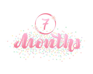 Vector illustration with a baby age marker - 7 months.