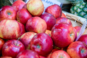 Apples at the market display stall