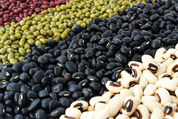 Obraz premium Various colorful dried legumes beans background