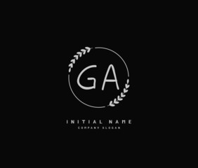 G A GA Beauty vector initial logo, handwriting logo of initial signature, wedding, fashion, jewerly, boutique, floral and botanical with creative template for any company or business.
