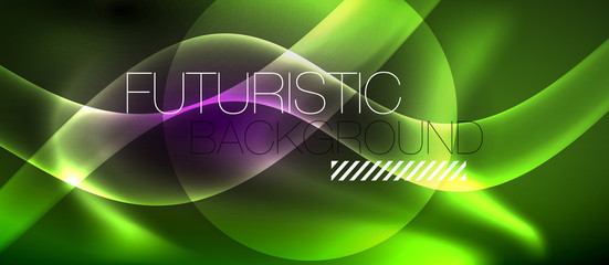 Glossy glowing neon light wave background