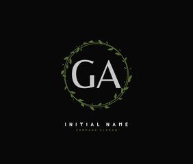 G A GA Beauty vector initial logo, handwriting logo of initial signature, wedding, fashion, jewerly, boutique, floral and botanical with creative template for any company or business.