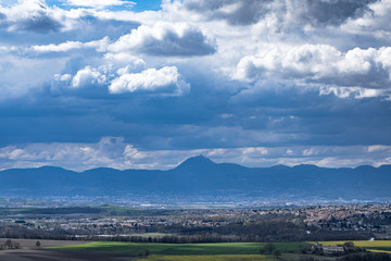 Landscape of vulcano mountain, Auvergne, France.