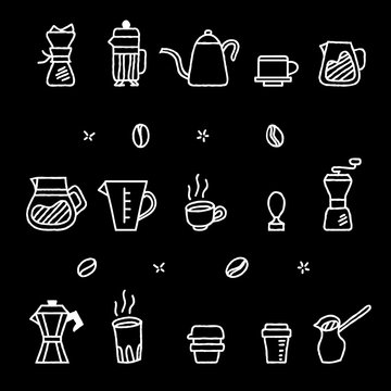 Rough Outline Coffee Manual Brewer Tool Graphic Collection