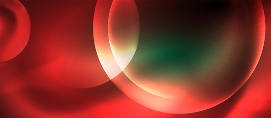 Neon glowing circles vector abstract background