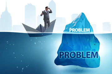 Businessman in problem concept with iceberg