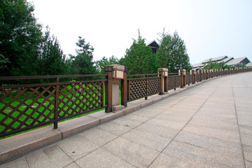 bridge railings and slate floor