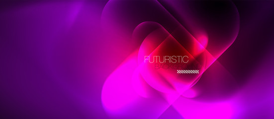 Neon glowing techno lines, blue hi-tech futuristic abstract background template