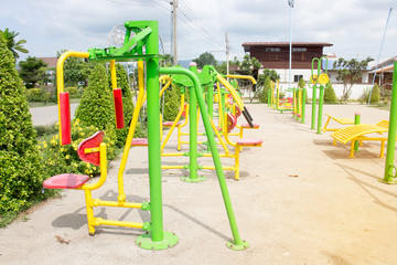Fitness equipment installed outdoors