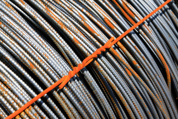 steel rebar in a construction site