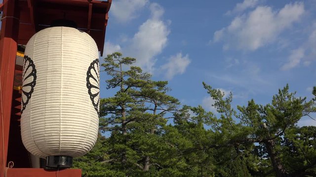 Big japanese paper lantern (Chochin). Nara, Japan.