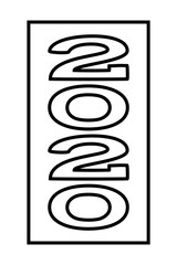 Line art vertical wide 2020 new year number symbol