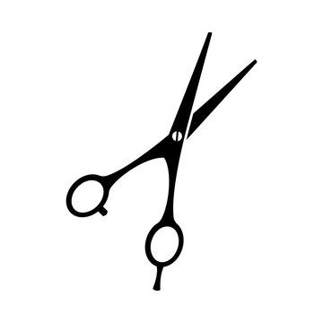 recommend clip art: Black and white open scissors silhouette
