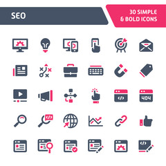 Search Engine Optimization Vector Icon Set.