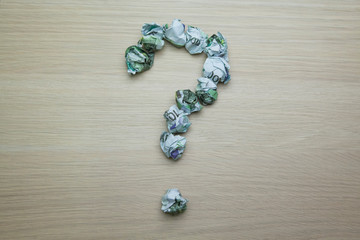 money question mark table background nobody