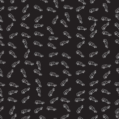 Seamless black techno background with white cars