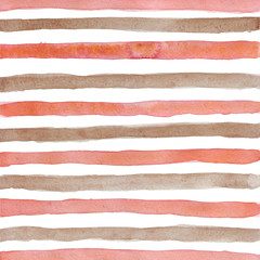 Hand-drawn watercolor background of red and brown stripes for posters and wedding printing on a white background