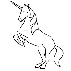 Outline illustration of a unicorn
