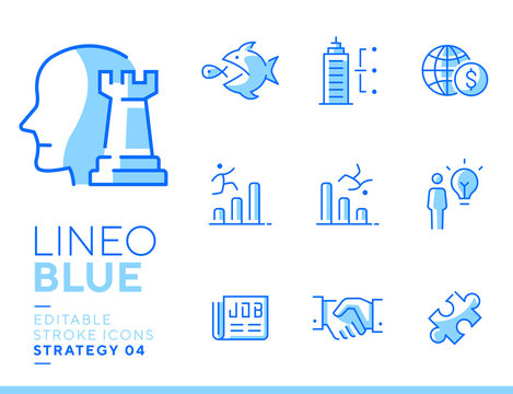 Lineo Blue - Strategy and Management line icons
