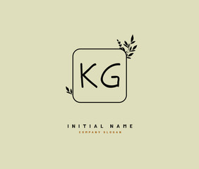 K G KG Beauty vector initial logo, handwriting logo of initial signature, wedding, fashion, jewerly, boutique, floral and botanical with creative template for any company or business.