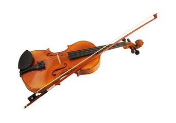 Violin and bow isolated on white