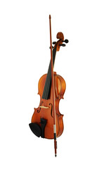 Fototapeta na wymiar Violin and bow isolated on white background