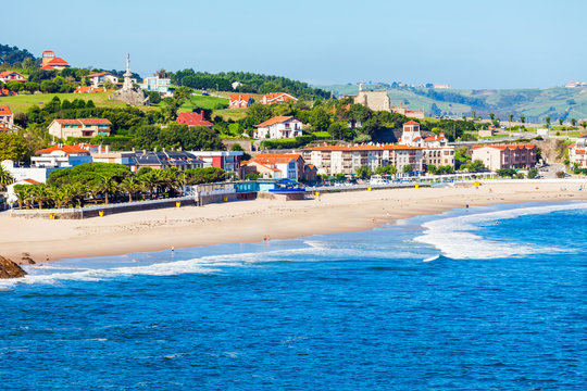 Comillas city beach aerial view