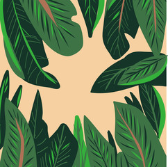 hand drawn Tropical leaf pattern vector